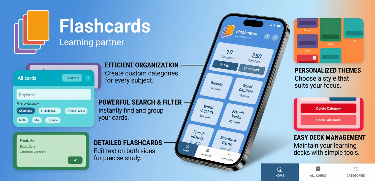 Flashcards - Learning partner 제품 배너