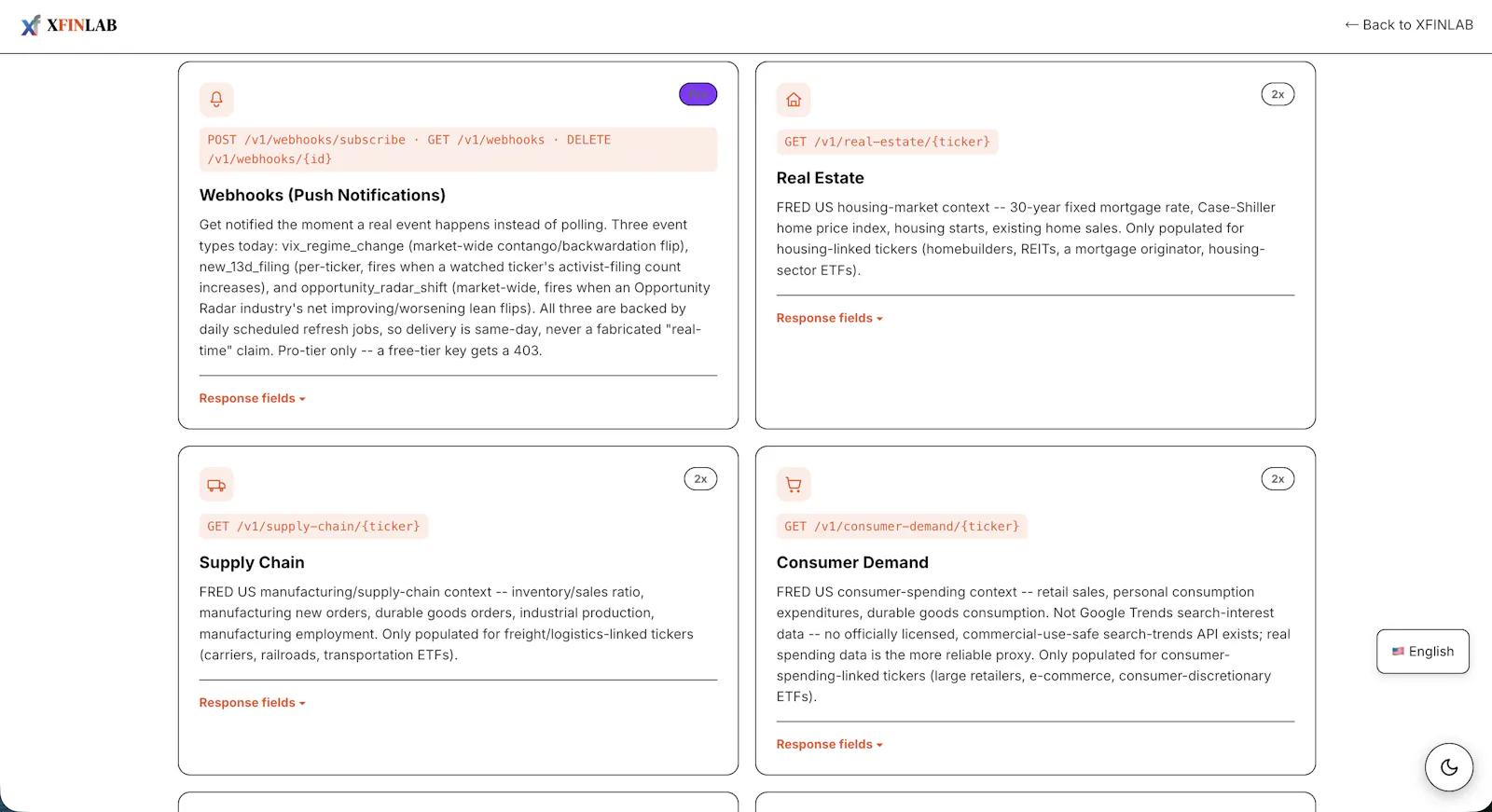 XFINLAB Intelligence API screenshot 8
