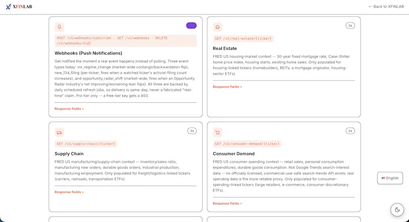 XFINLAB Intelligence API screenshot 8