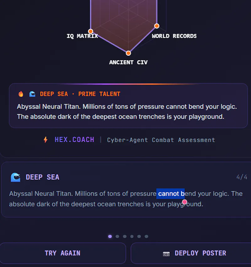 hex.coach — 6D Cognitive Arena screenshot 1