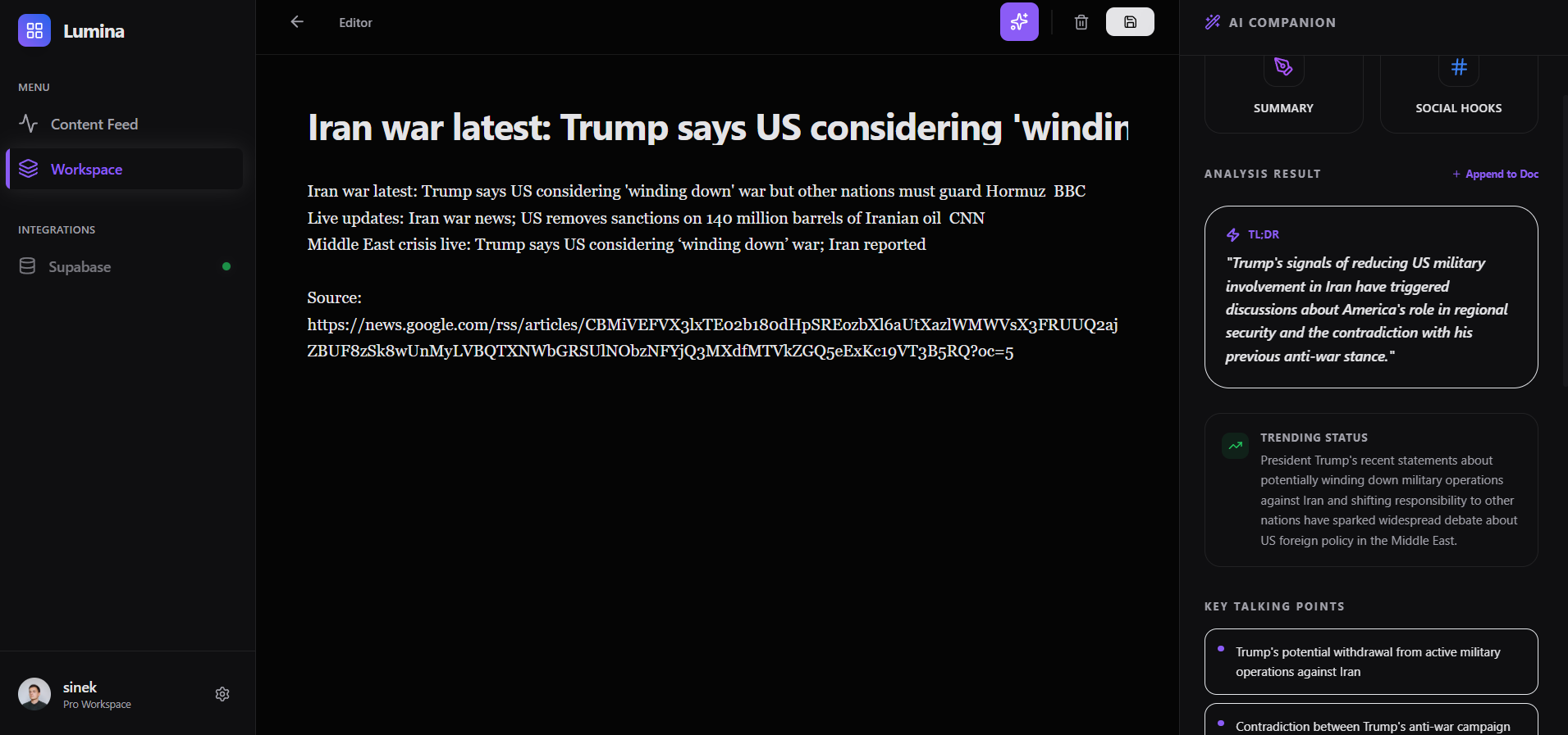 Lumina Dashboard-AI Trend finder  gallery image