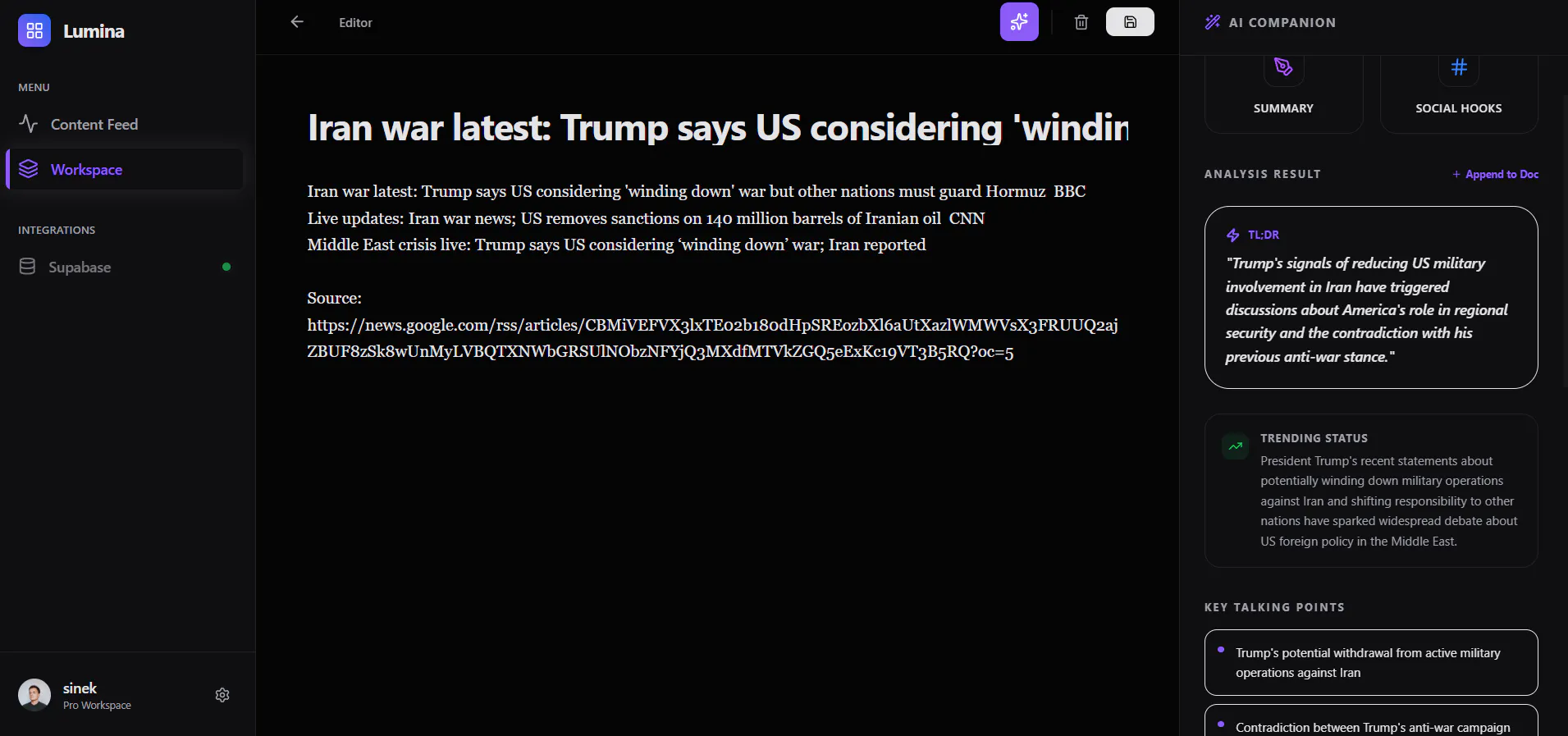 Banner del producto Lumina Dashboard-AI Trend finder