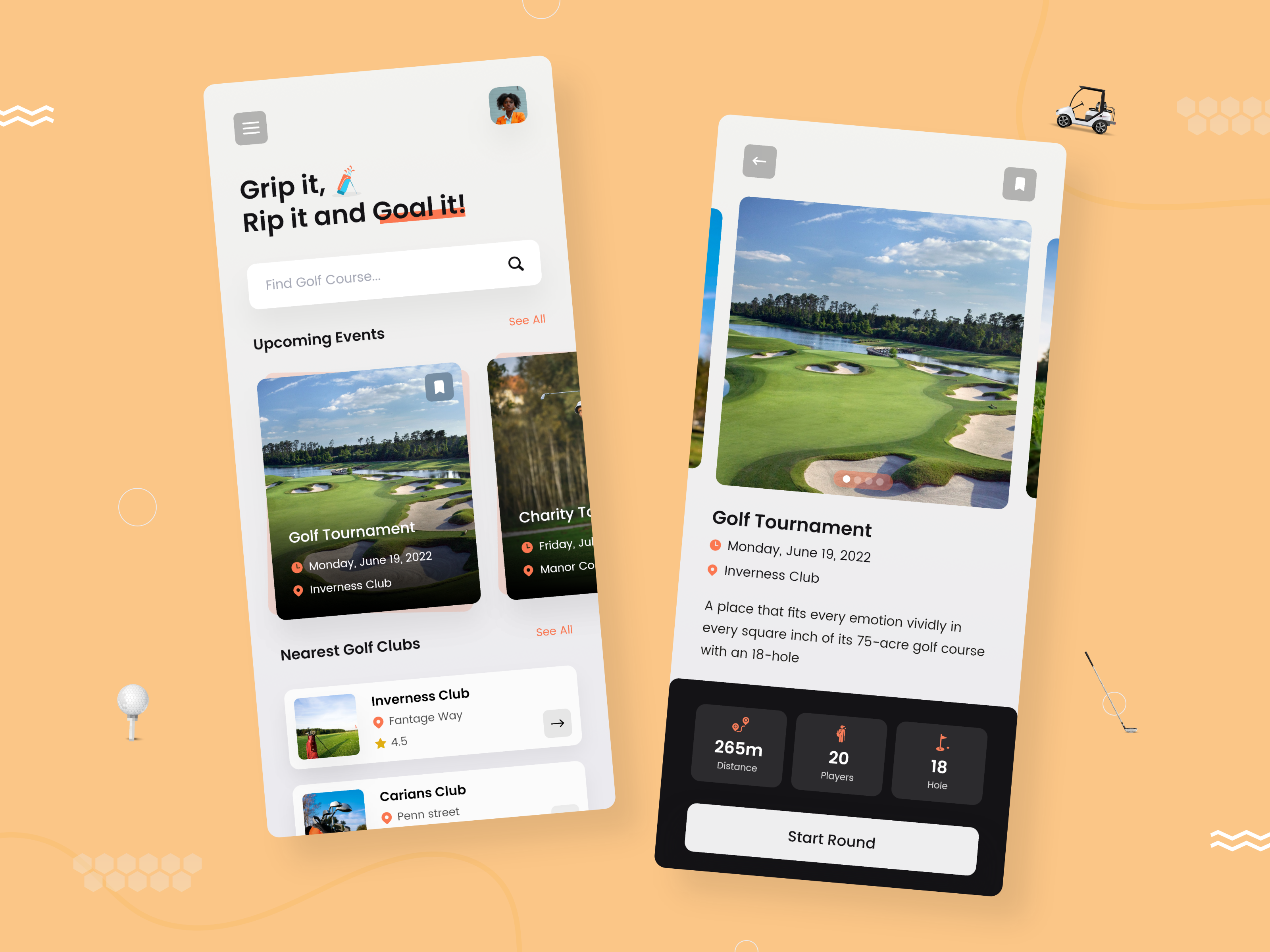 ชุดแอพกอล์ฟ UI KIT - การออกแบบแอพมือถือกอล์ฟชุด UI media 1