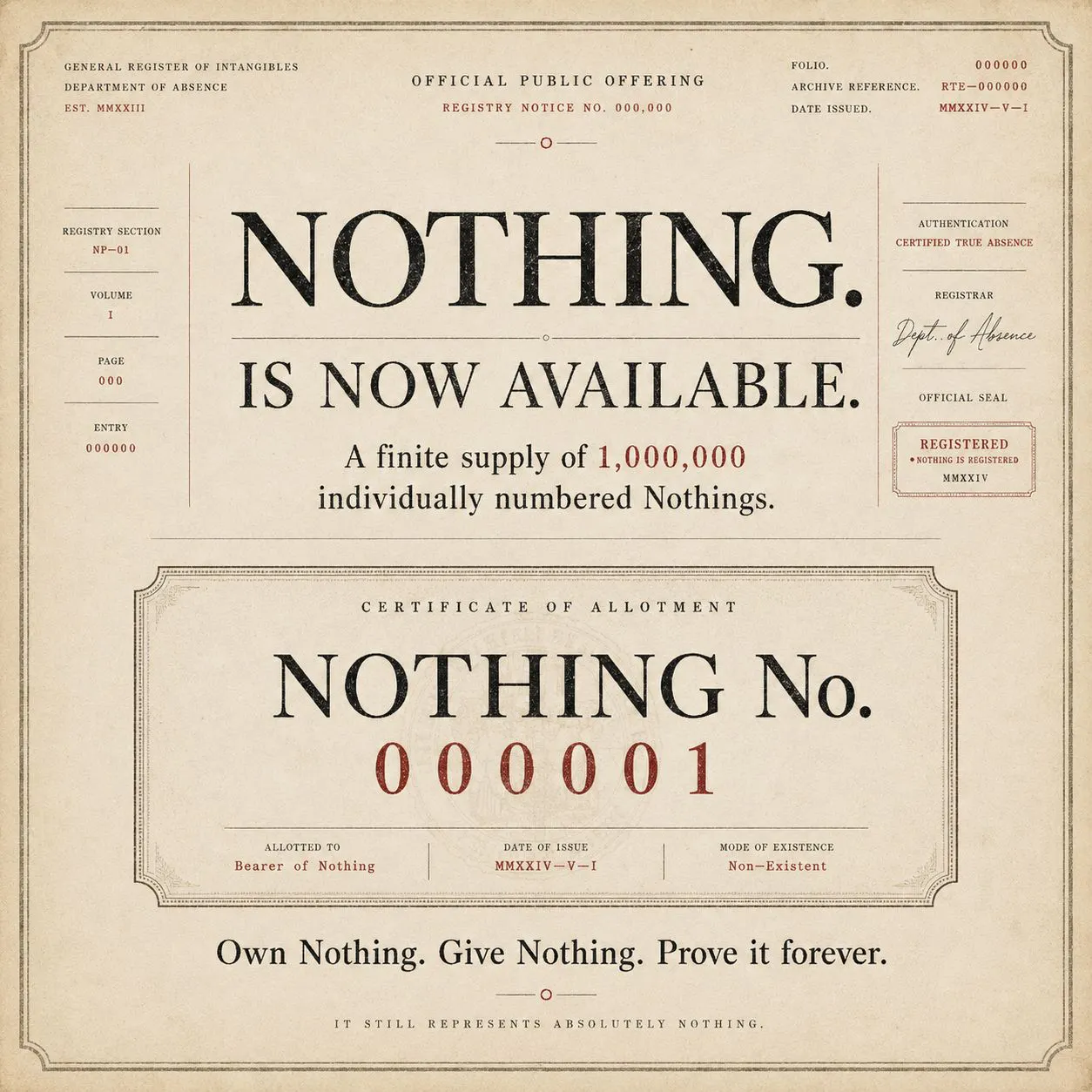 NOTHING. gallery image