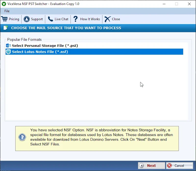 ViceVersa NSF PST Switcher screenshot 1