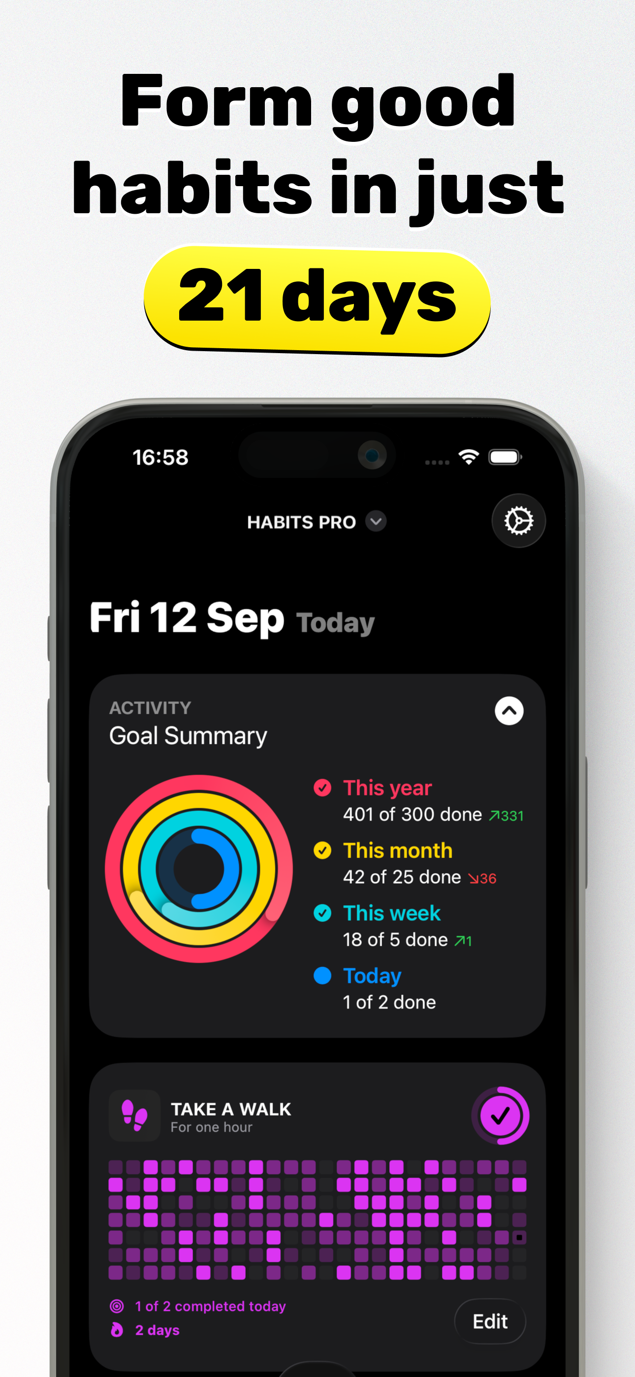 Habit Tracker Grid - Main product screenshot demonstrating key features and user interface