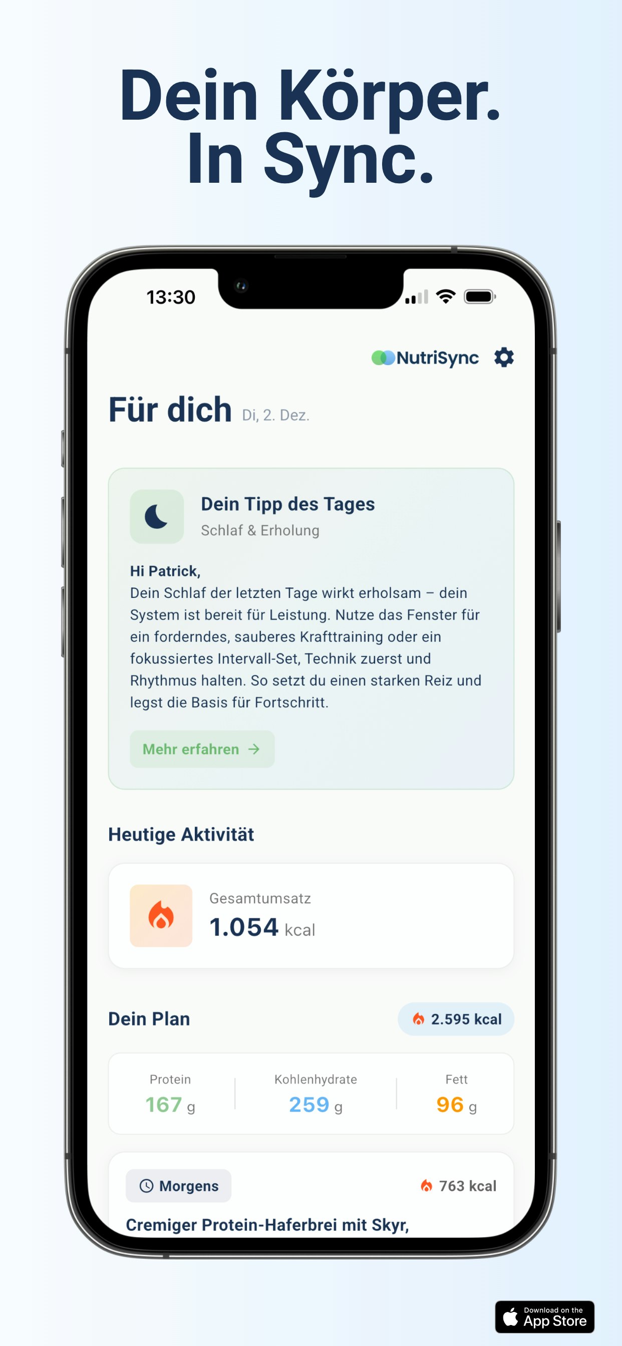 NutriSync - Main product screenshot demonstrating key features and user interface