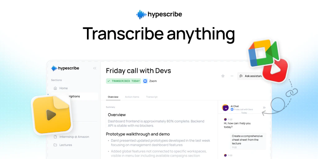 HypeScribe:語音界的 Google Drive,搭載 99% 準確率的 AI 逐字稿功能