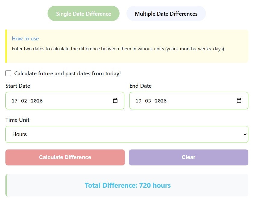 Difference Between Two Dates Calculator gallery image
