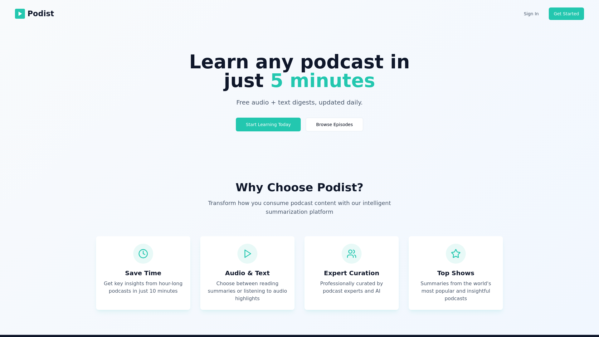 Podist.world–Podcast insights in minutes gallery image