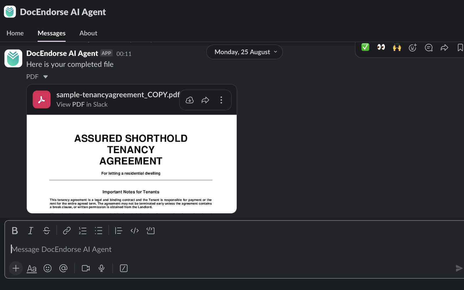 DocEndorse AI Agent For Slack gallery image