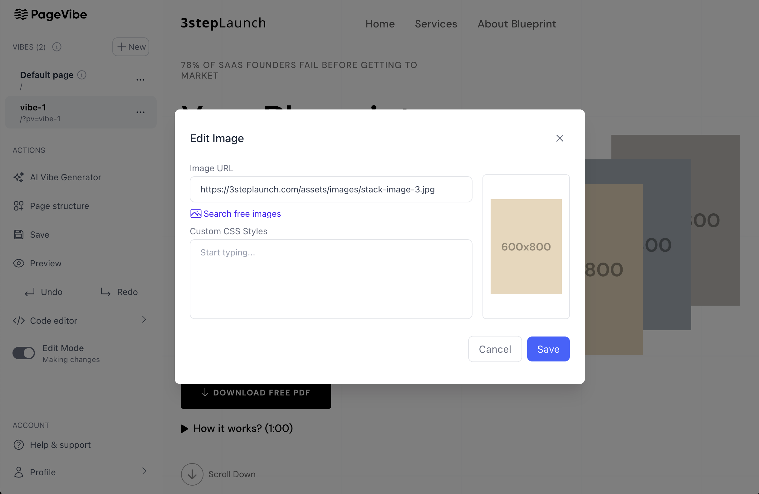 PageVibe - Screenshot 5 showing product features and functionality