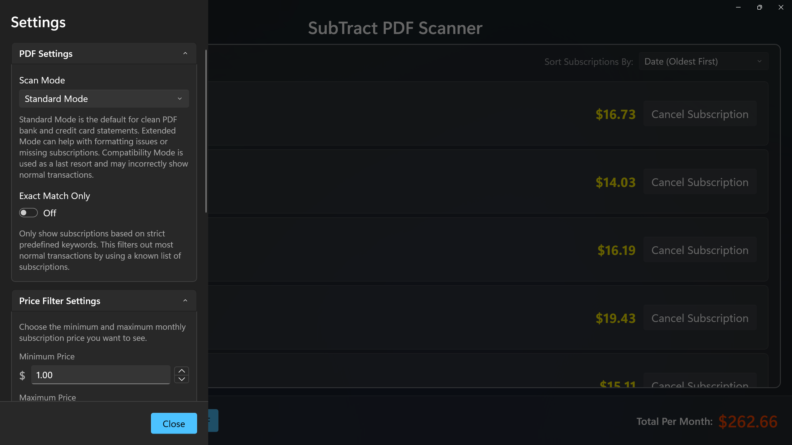  SubTract PDF: Subscription Finder - Screenshot 2 showing product features and functionality