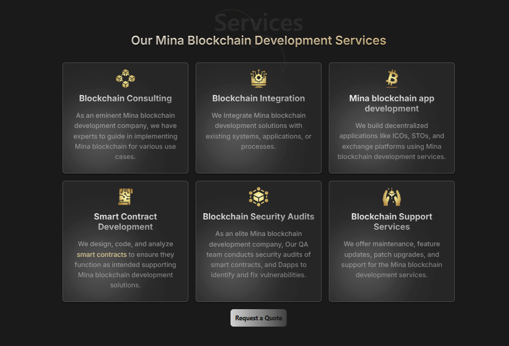 Mina Blockchain Development Company - Screenshot 2 showing product features and functionality
