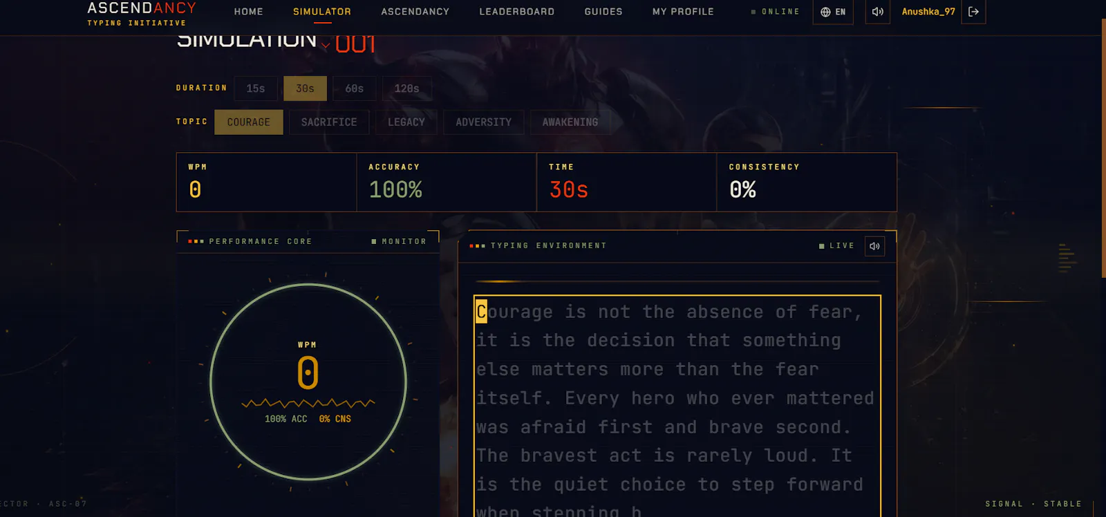 Typing tests with RPG-style tiers screenshot 3