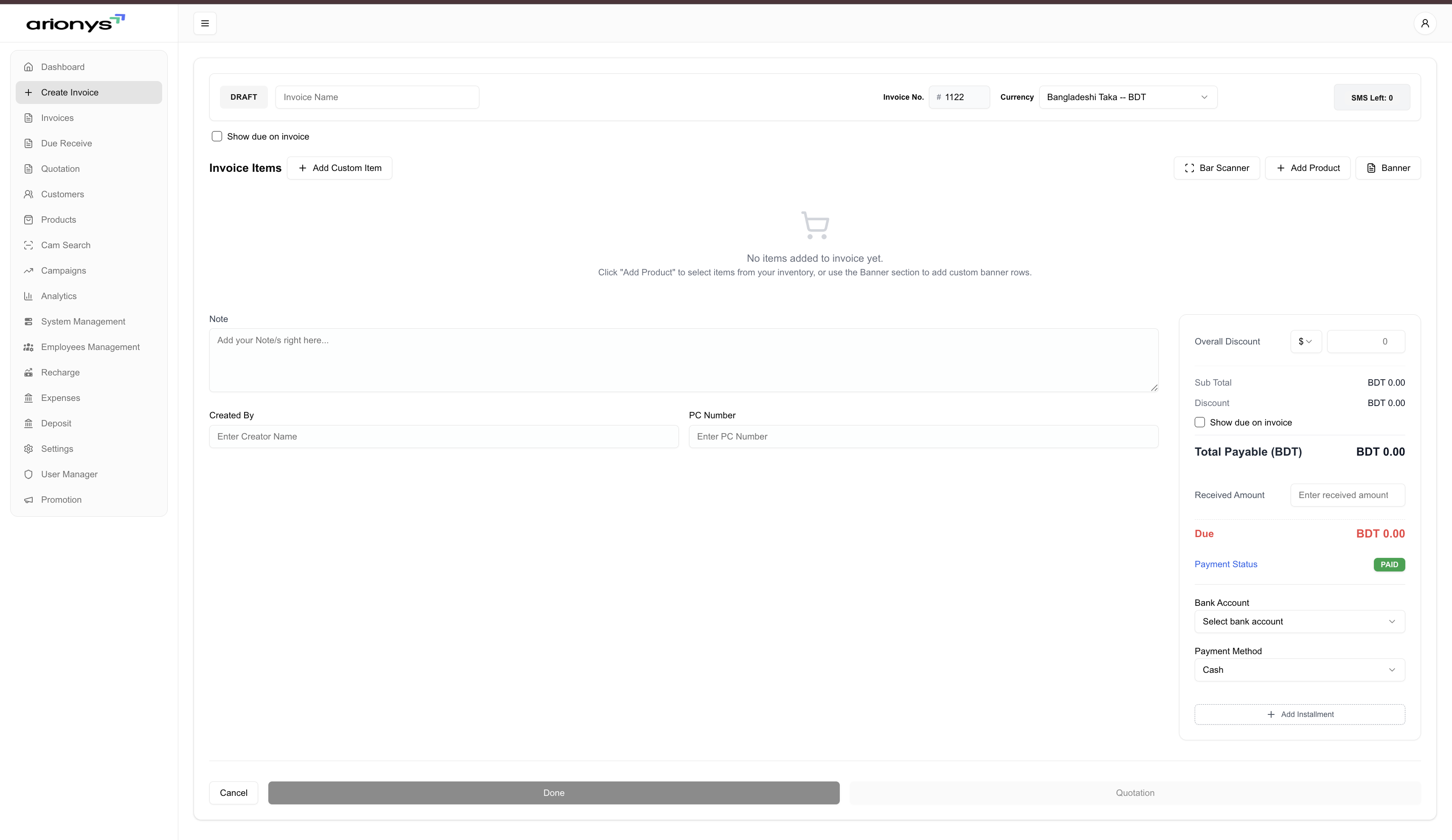 Arionys Invoicer - Screenshot 2 showing product features and functionality