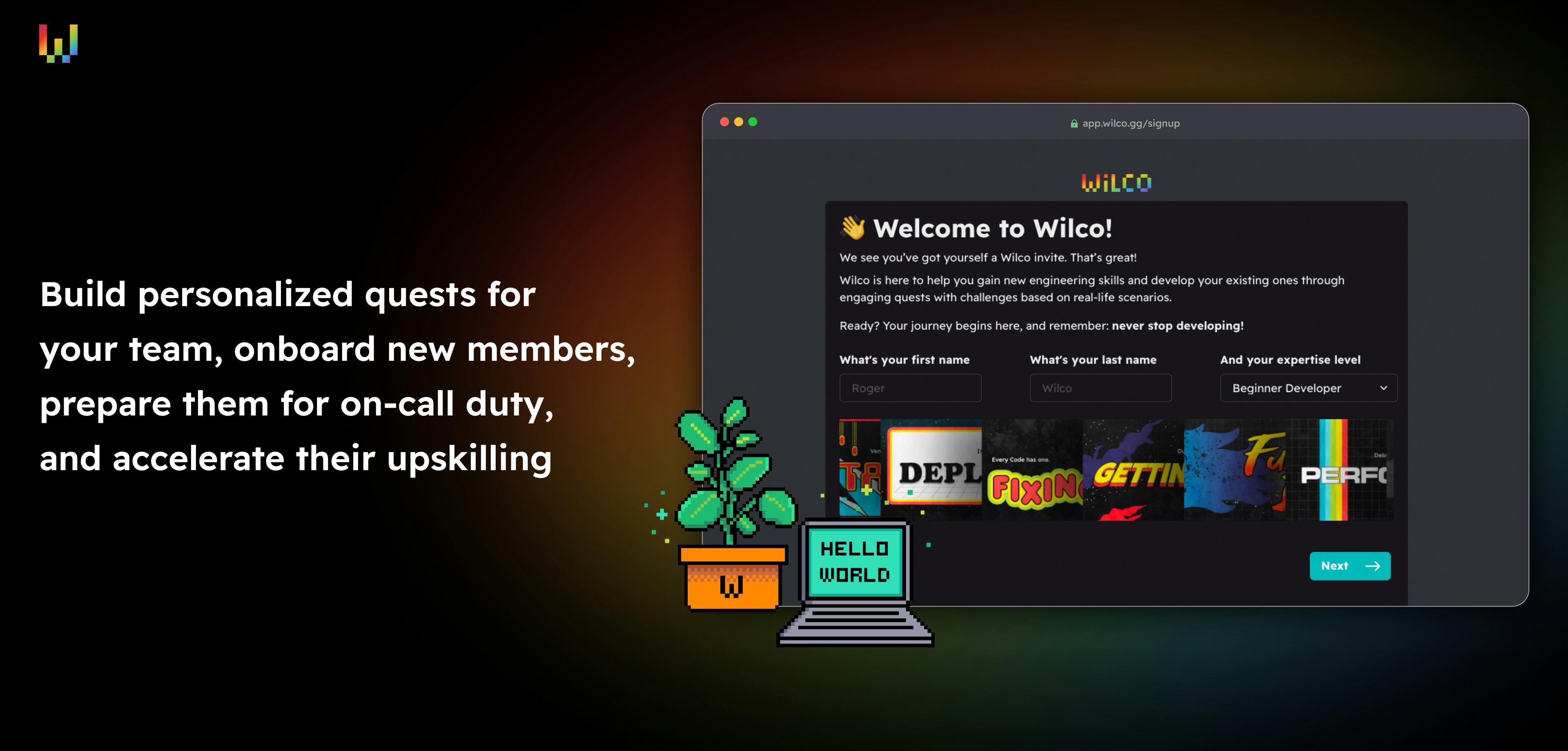 Wilco Quest Builder - Создавать практические вызовы разработчиков, которые обучают и вдохновляют медиа 3