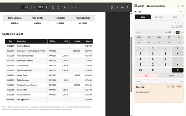 WordX - Numbers and Tools screenshot