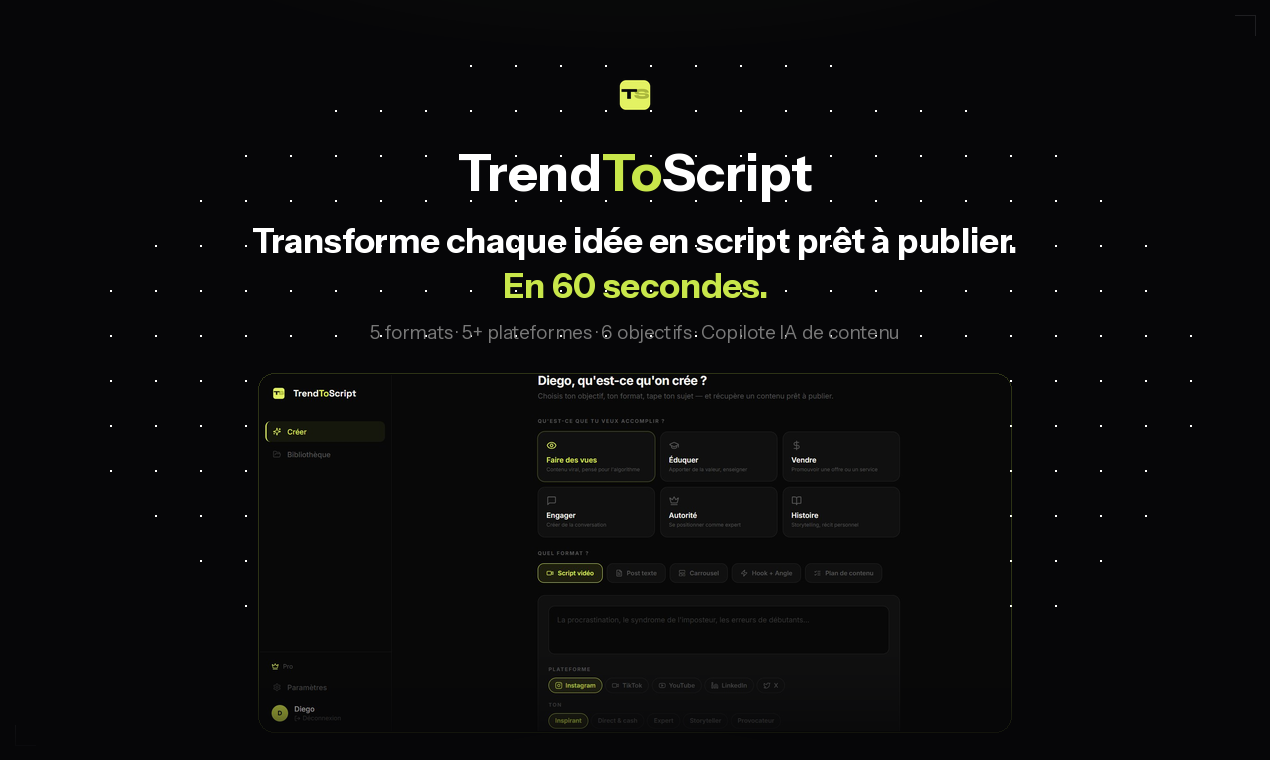 TrendToScript Ton copilote IA de contenu gallery image