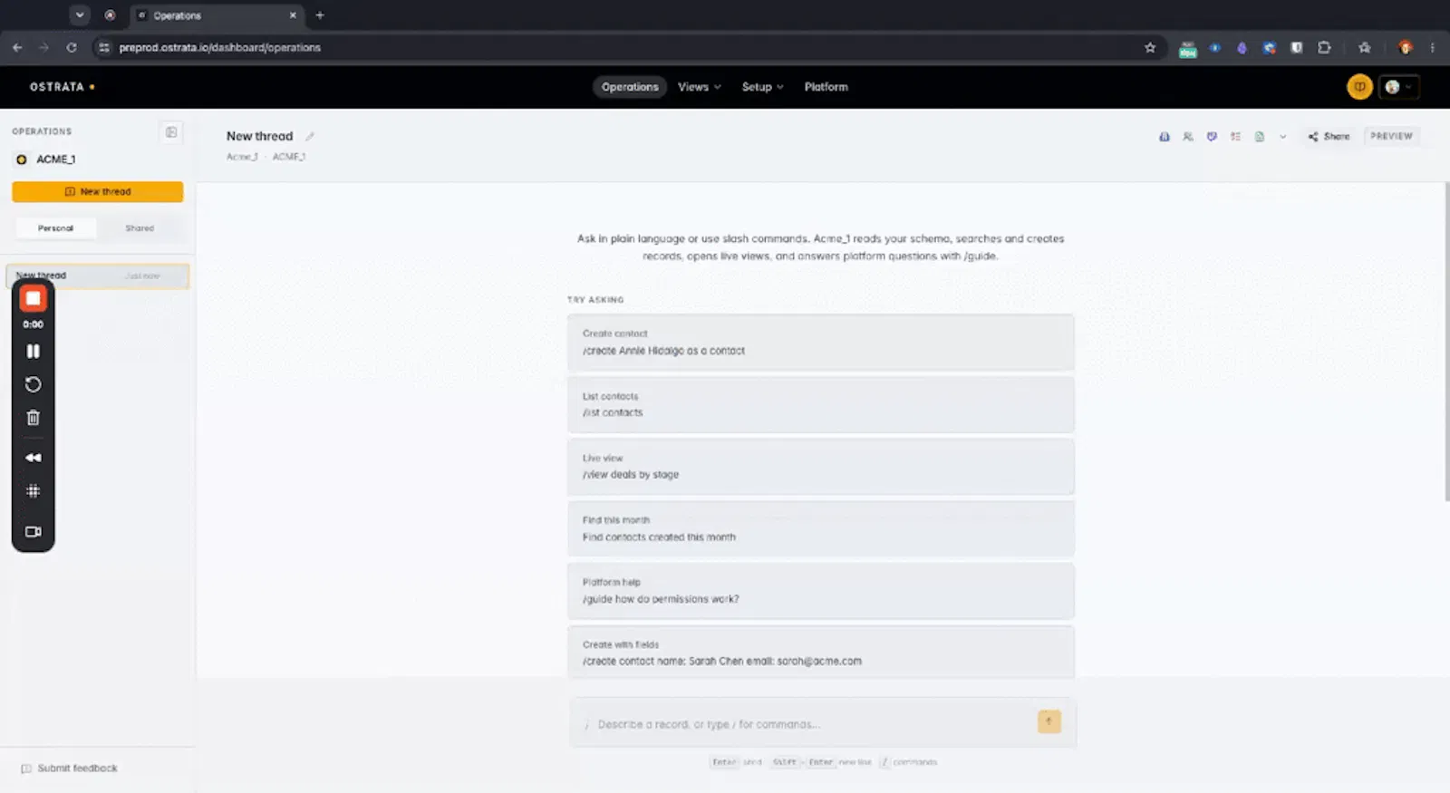 OSTRATA AI CRM screenshot 1 (video preview)