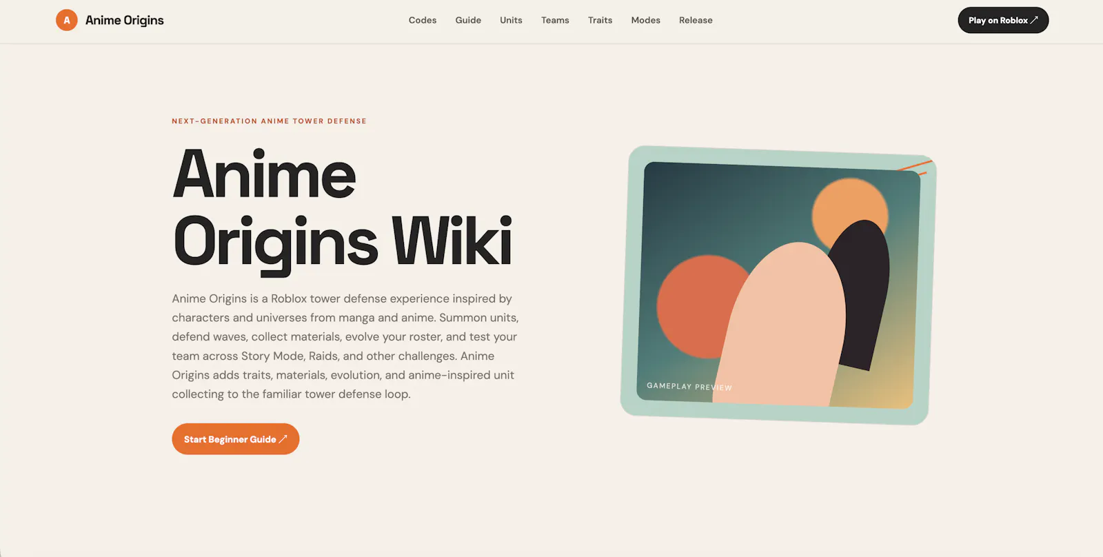 Anime Origins Wiki screenshot 2
