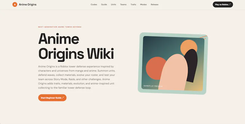 Anime Origins Wiki screenshot 2