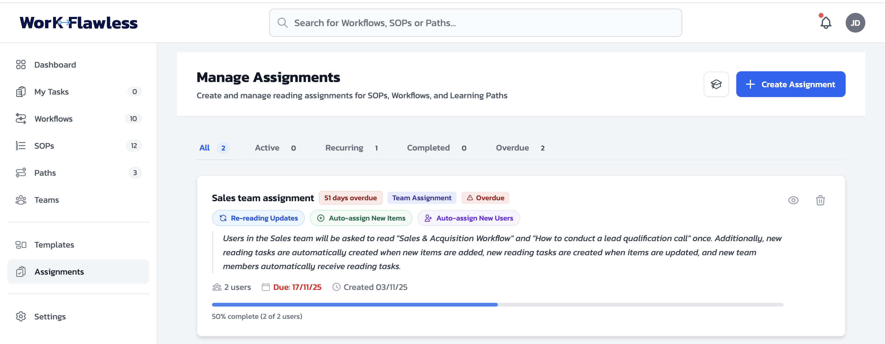 WorkFlawless - Screenshot 4 showing product features and functionality