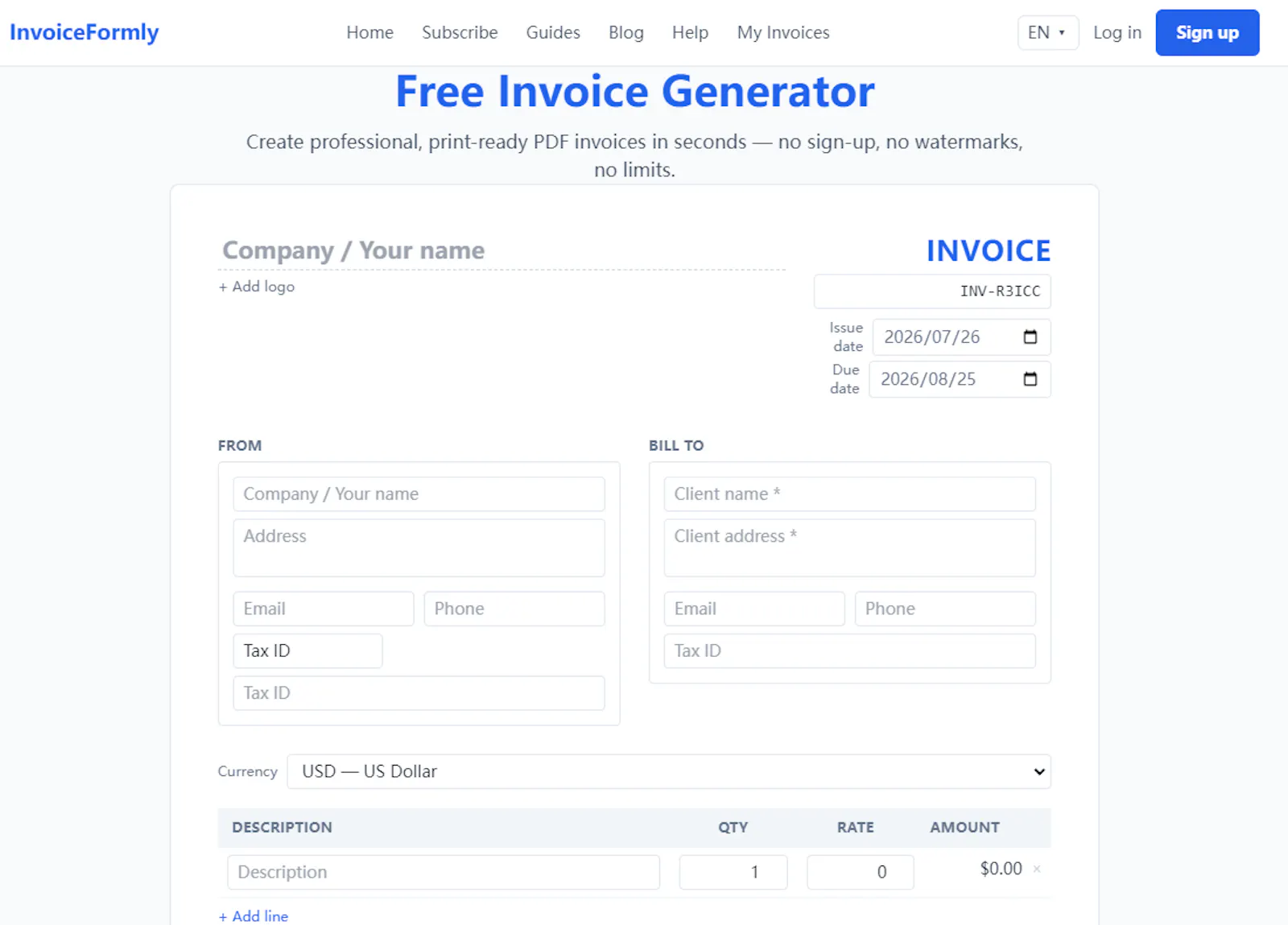 InvoiceFormly screenshot 1