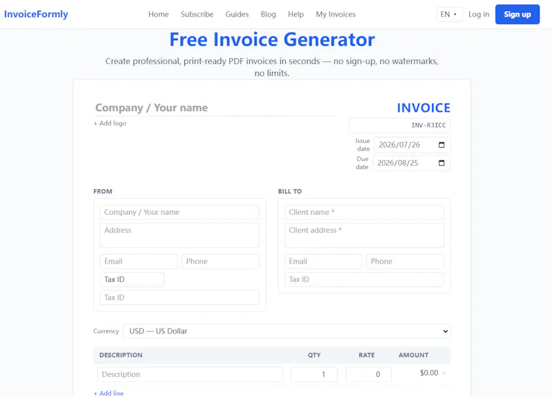 InvoiceFormly screenshot 1