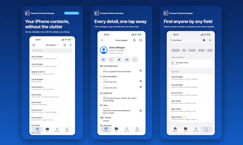 Compact Contacts for iPhone & iPad screenshot 2