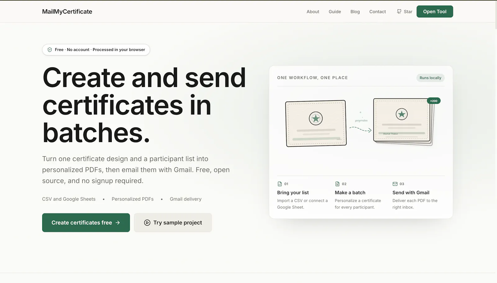 MailMyCertificate screenshot 2