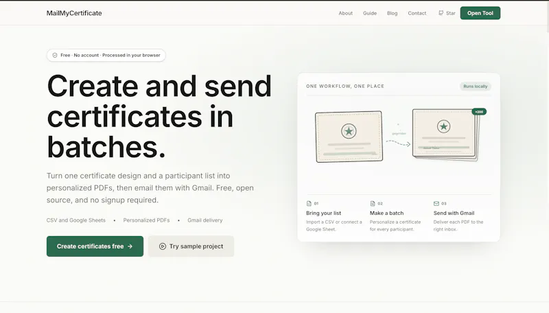 MailMyCertificate screenshot 2