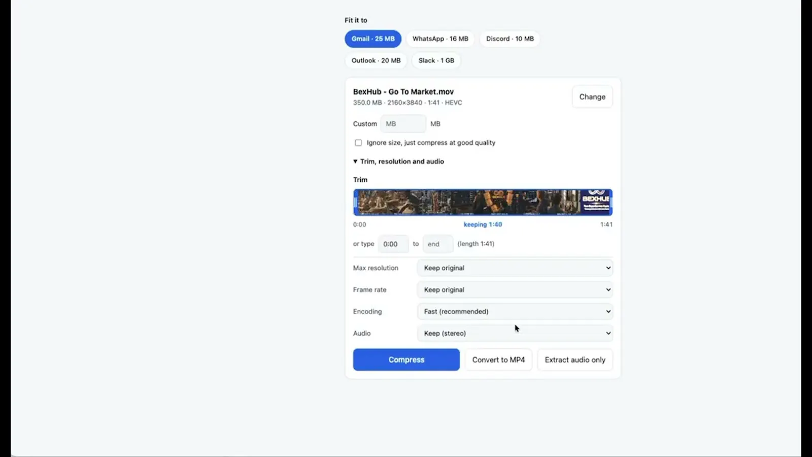Fit — Video Compressor screenshot 1 (video preview)