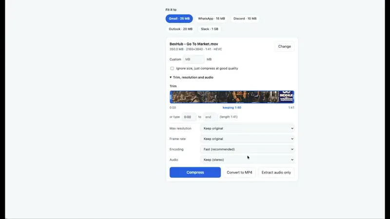 Fit — Video Compressor screenshot 1 (video preview)