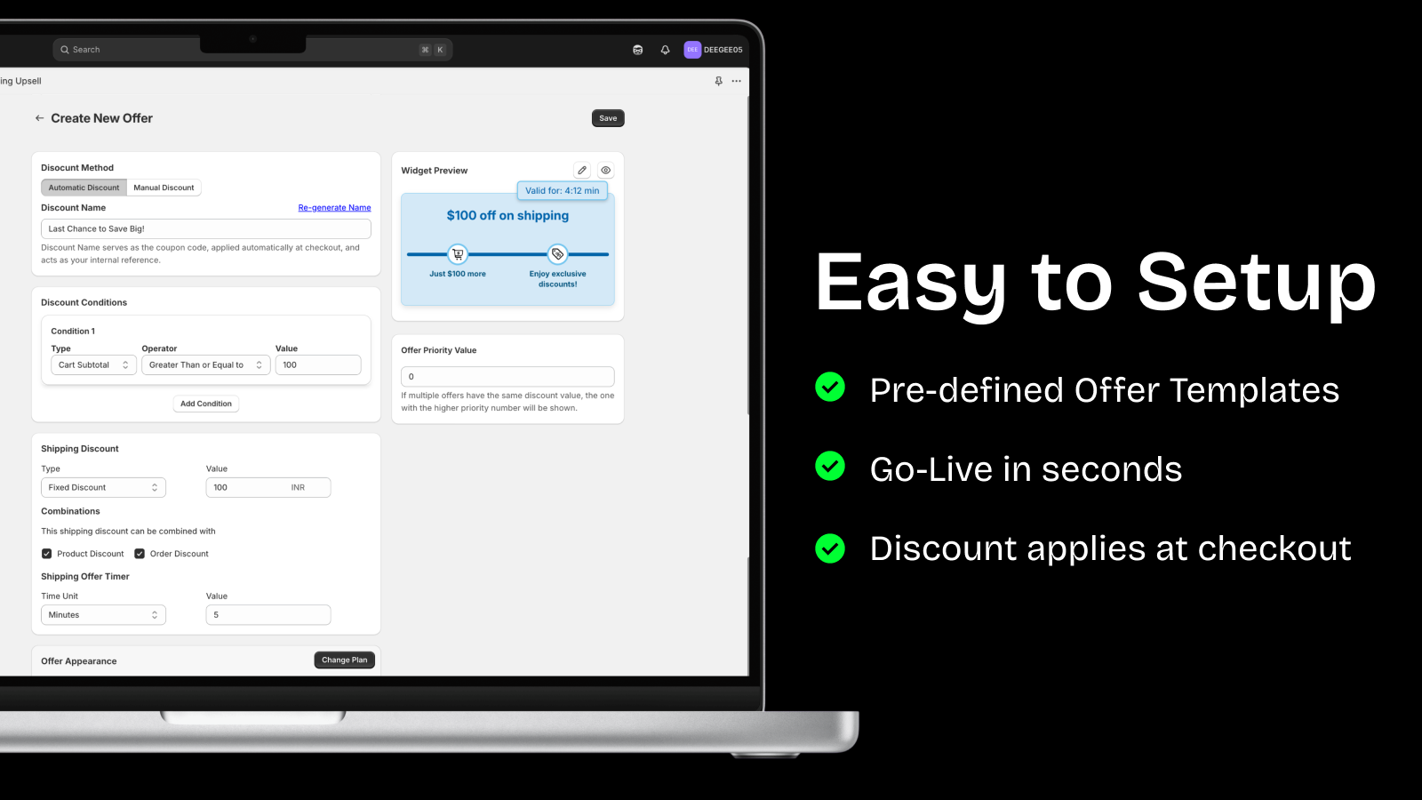 Mídia 5 de App de shopify de frete grátis para uso grátis - Aumente as vendas e AOV usando a barra de metas de descontos de remessa inteligente