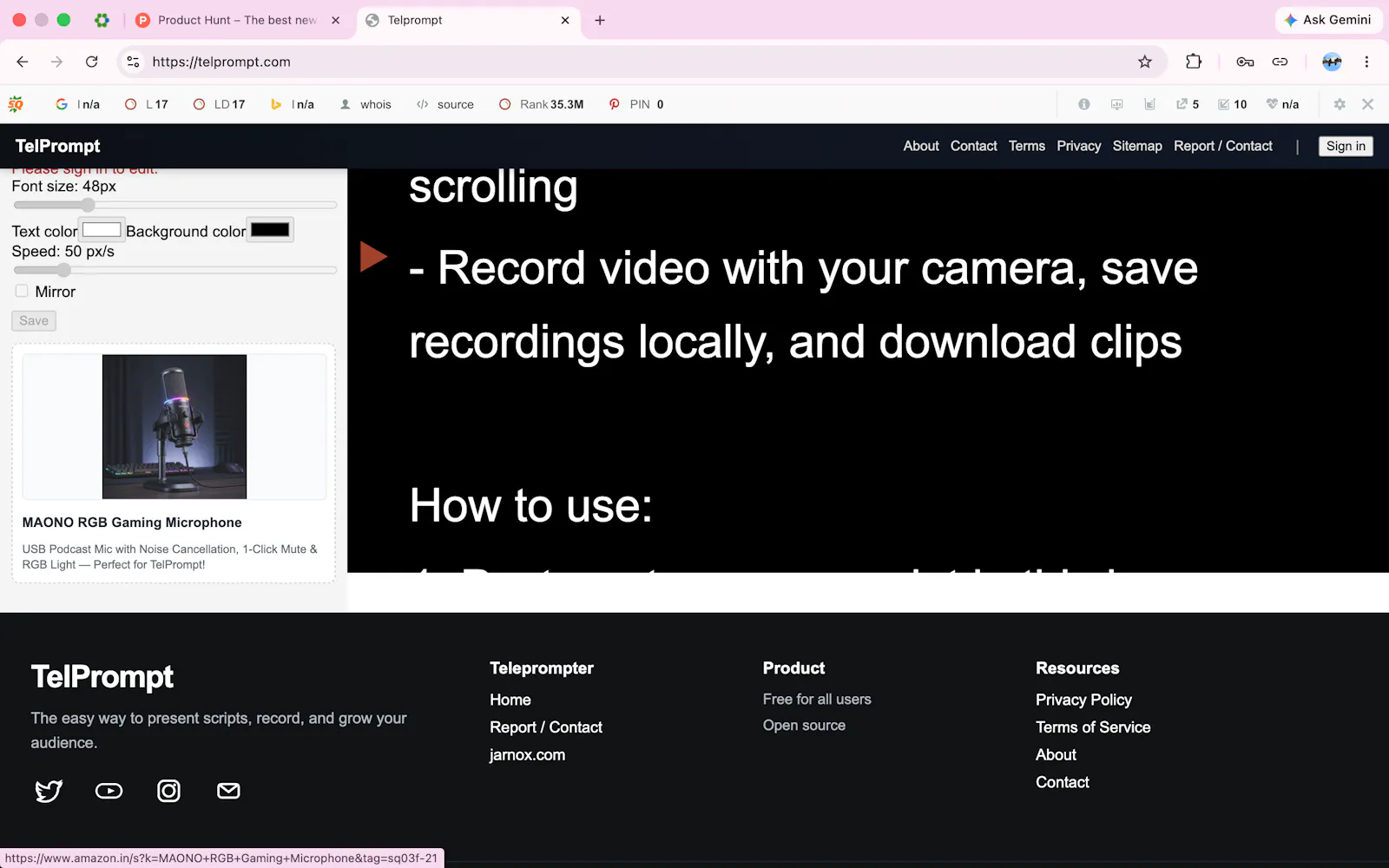 Telprompt screenshot 3