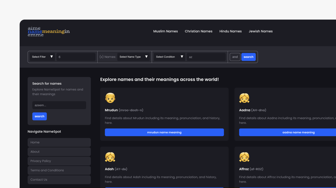 Namespot v2: namemeaningin.com - Nominare significati, ma più questa volta con soprannomi ecc. media 1