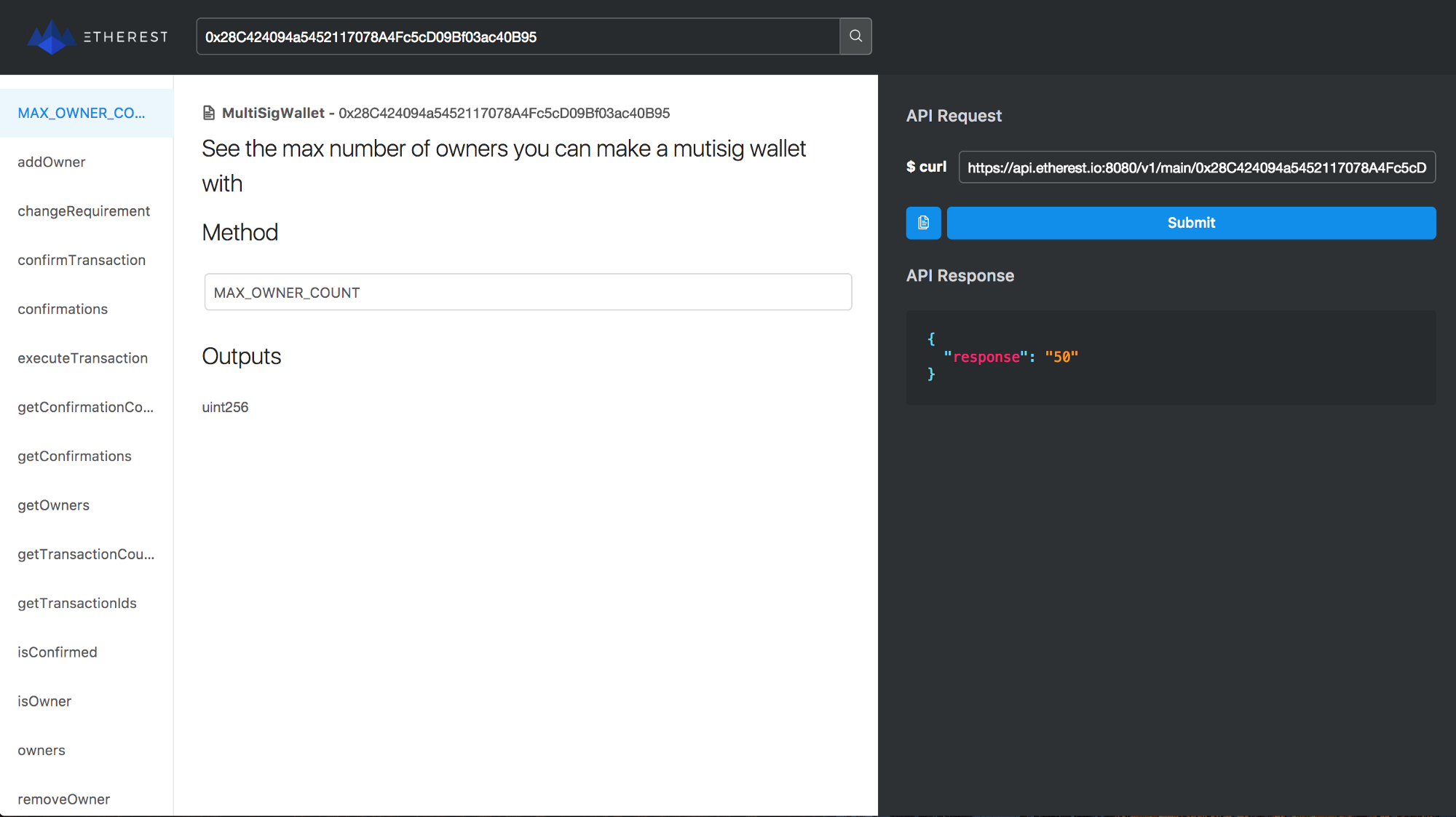 ΞTHEREST Ethereum Contract API gallery image