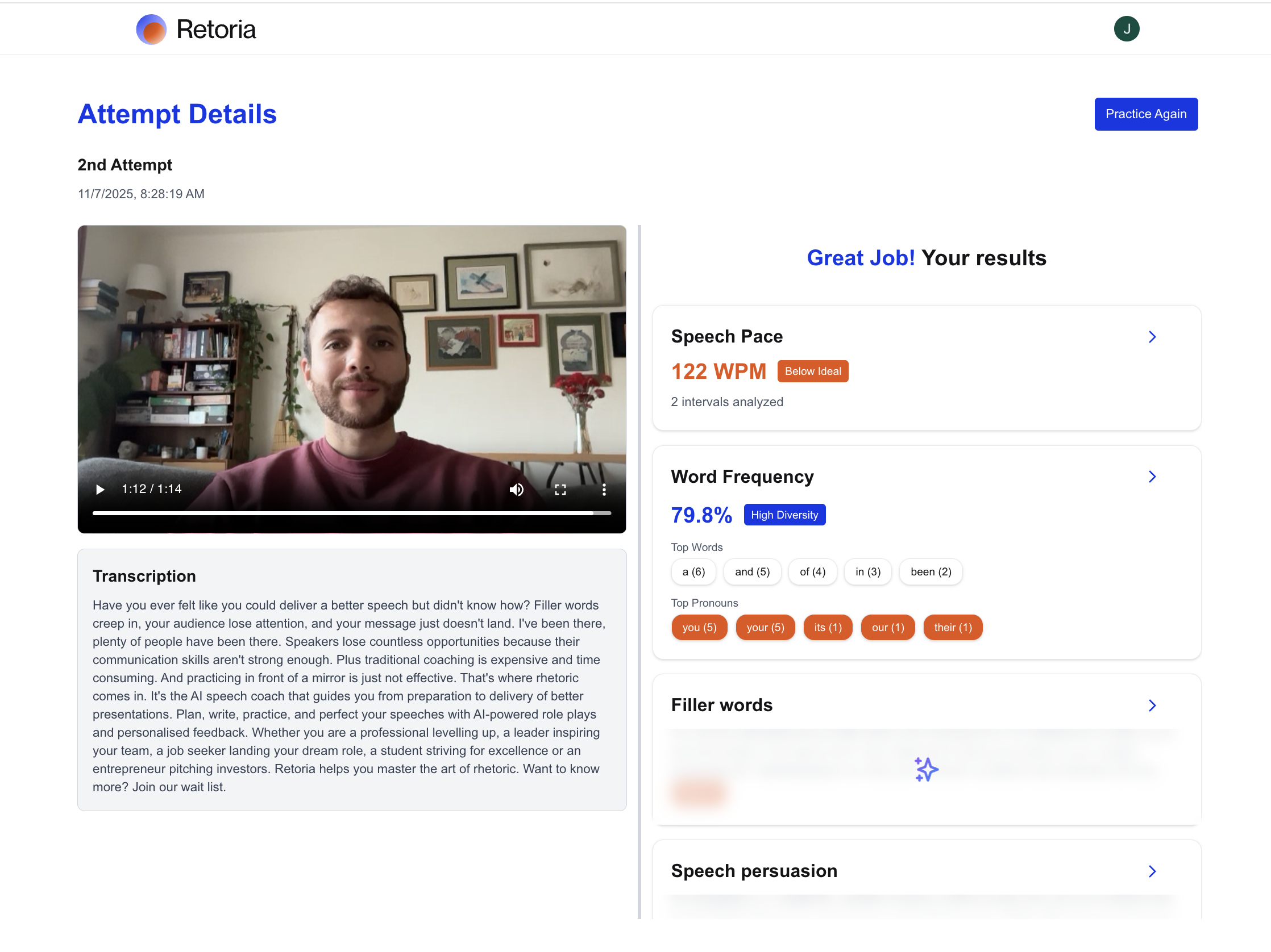 Retoria AI Speech Coach - Screenshot 2 preview