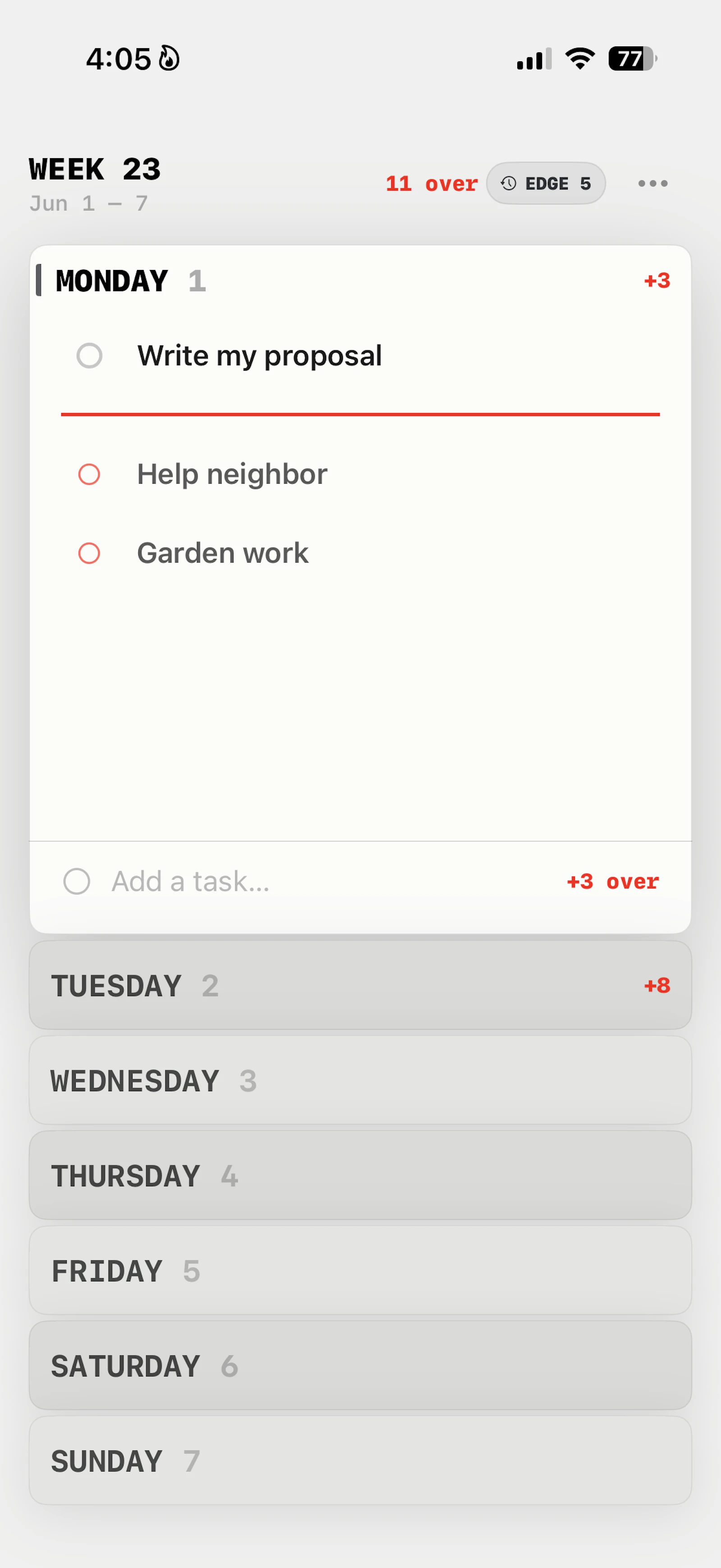 Weekline screenshot 3