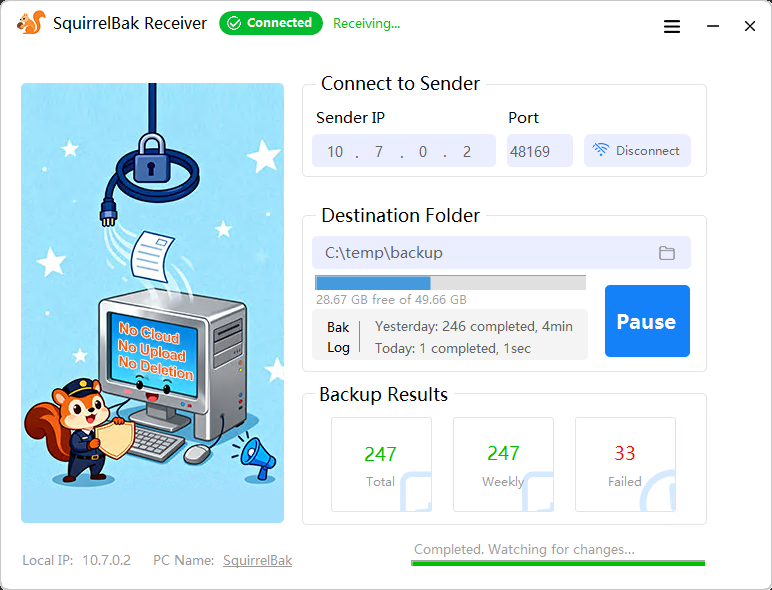SquirrelBak - Screenshot 2 showing product features and functionality