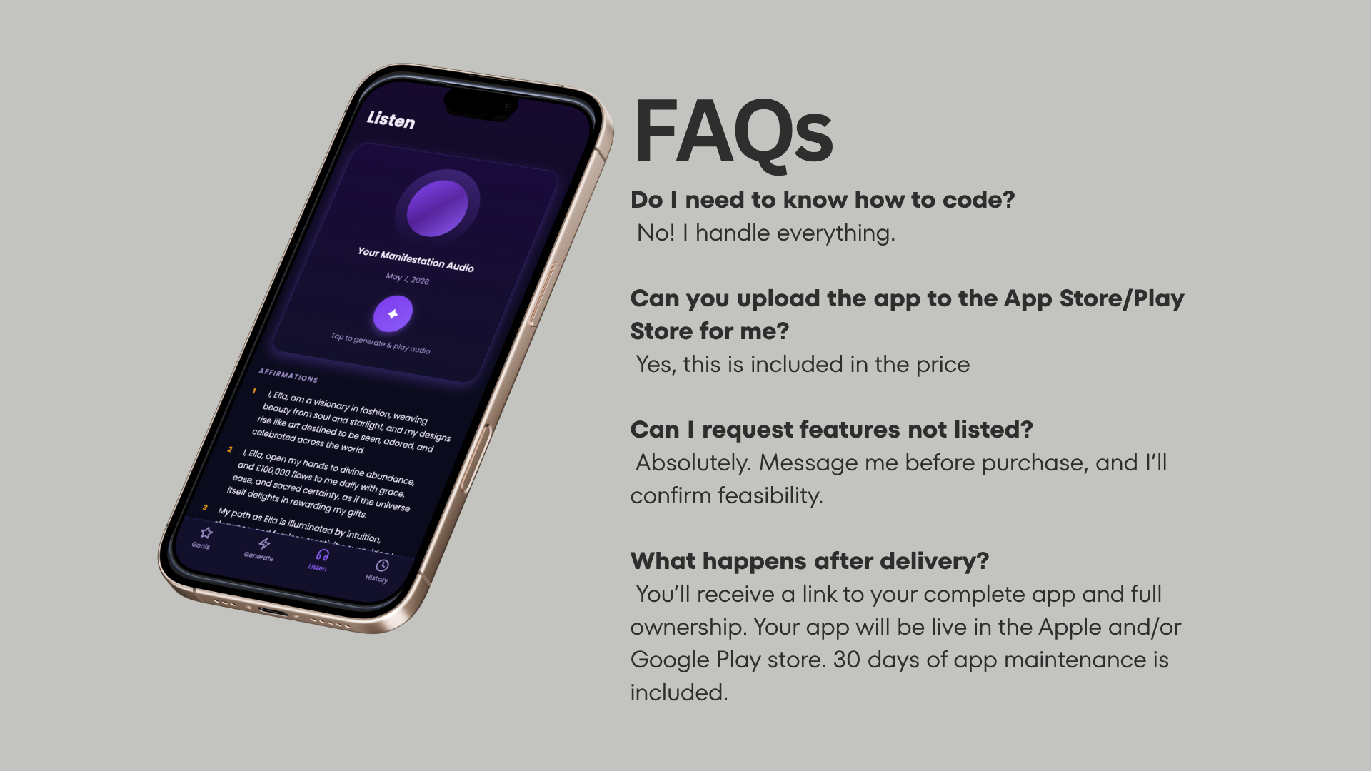 Custom Manifestation AI Mobile App gallery image