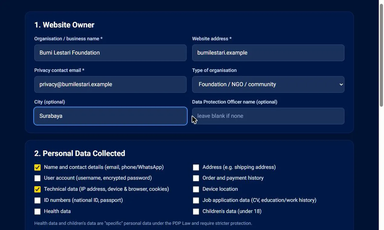 Privacy Policy Generator for Indonesia gallery image