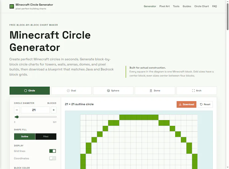 Minecraft circle generator screenshot 1