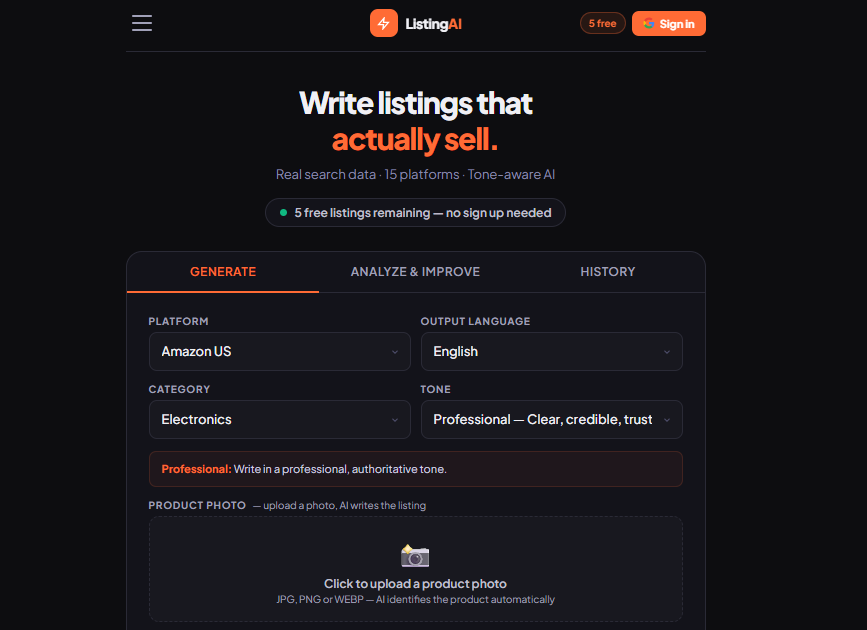 "AI product listings for 15 platforms" gallery image