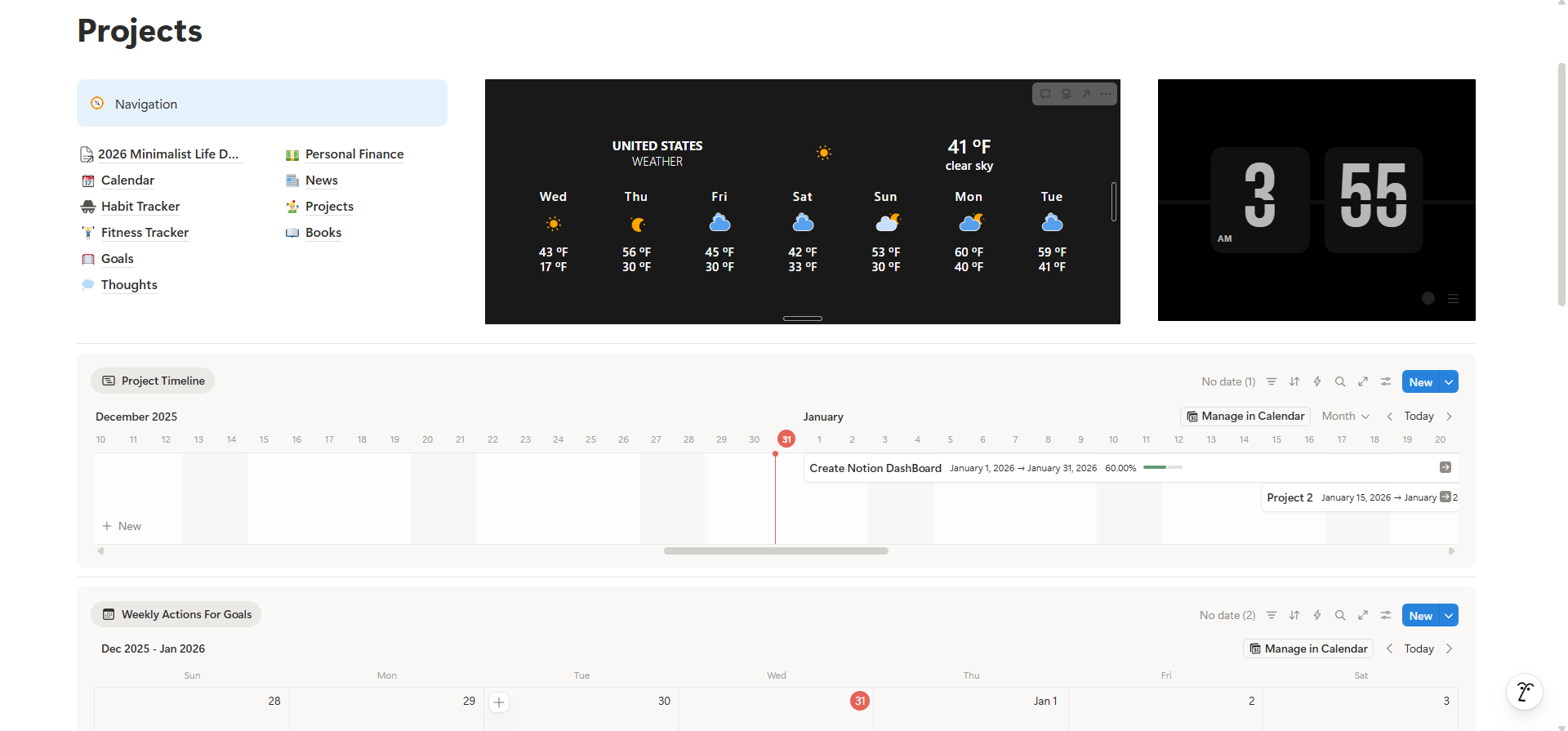 Minimalist Life Dashboard gallery image