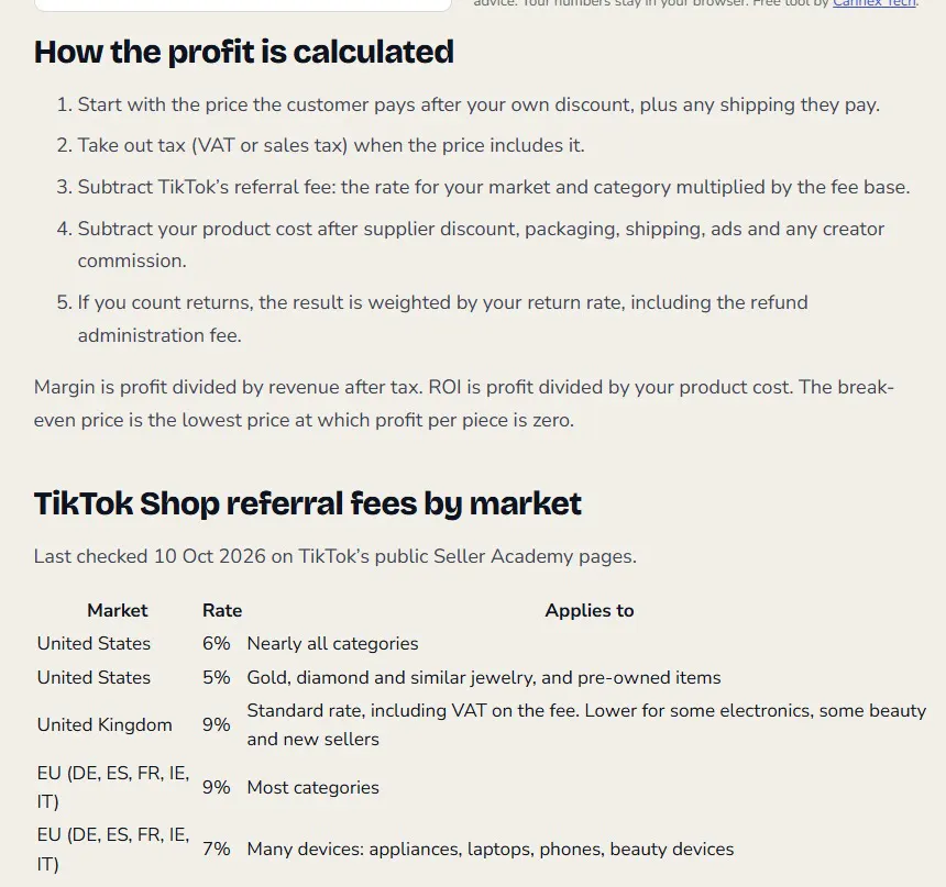 TikTok Shop Profit & Fee Calculator gallery image
