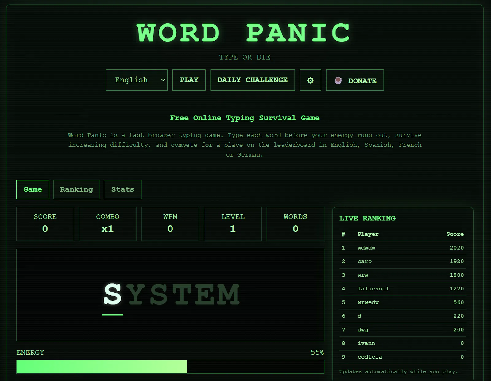 Word Terminal screenshot 1