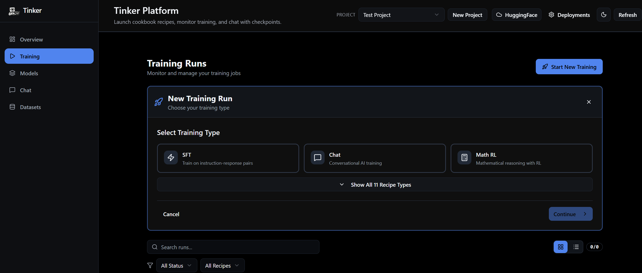 Tinker UI - Main product screenshot demonstrating key features and user interface