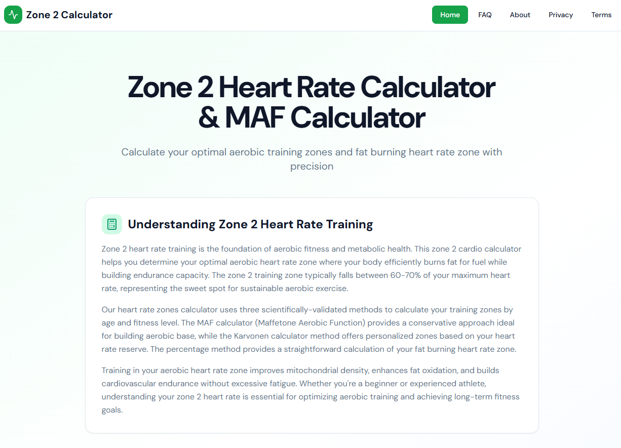 Zone 2 Heart Rate Calculator gallery image